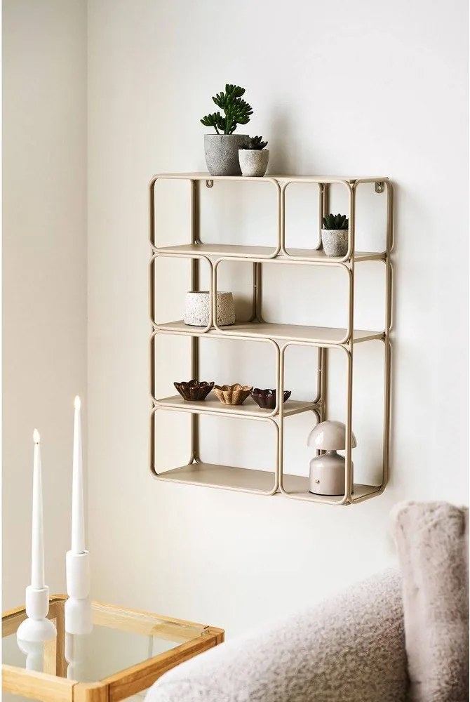 Bézs többszintes fém fali polc 48 cm Lanciano – House Nordic