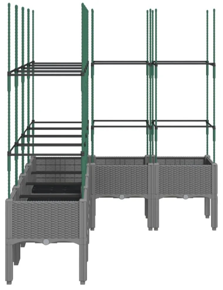 világosszürke PP rácsos kerti ültetőláda 160 x 120 x 142,5 cm