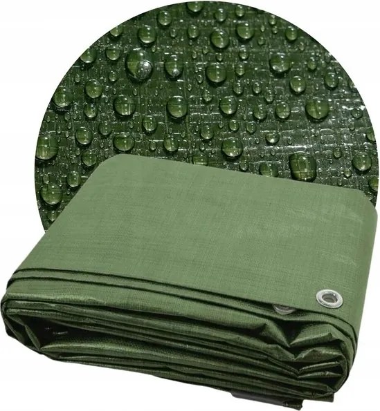 Ponyva zöld 120g 3m x 4m, fűzőlyukakkal, fagyálló, vízálló, Uv álló