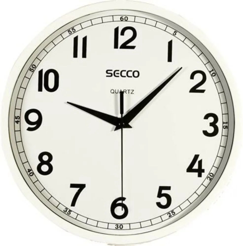 Falióra, 24,5 cm, SECCO, fényes fehér keret (DFA039)