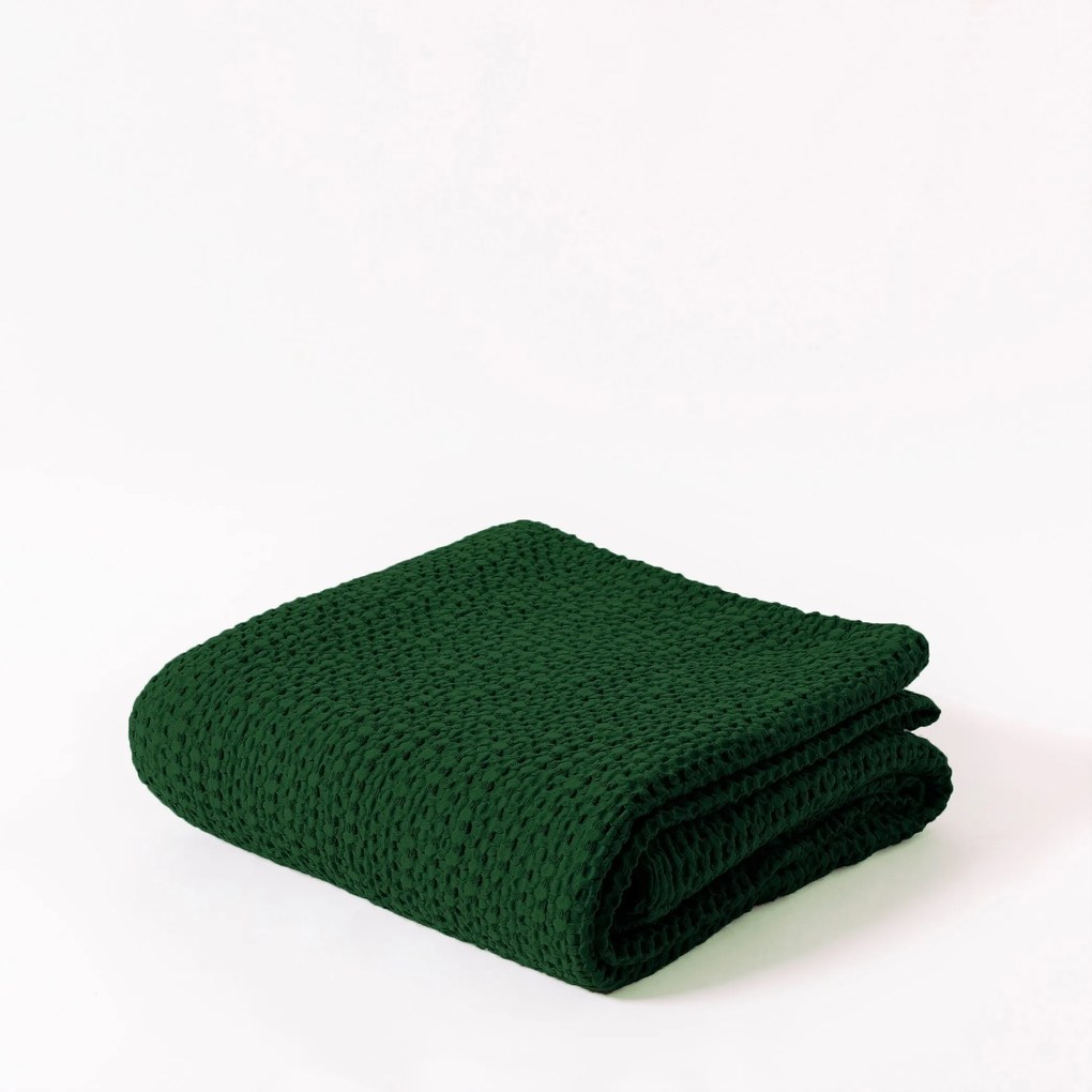 Pamut ágytakaró, kockás 240x240 VitalHome Palackzöld V27194