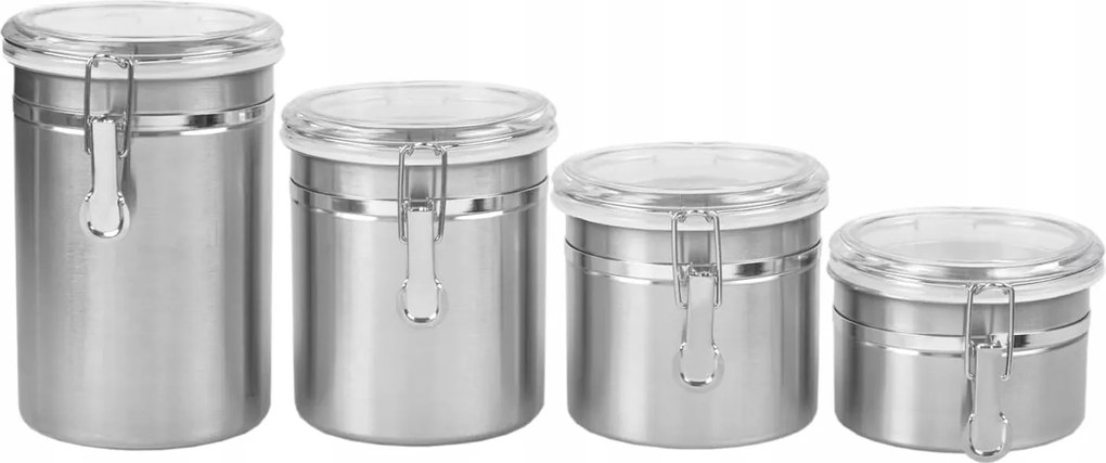 4 db Rozsdamentes acél kávétartó doboz gabonafélék tárolására