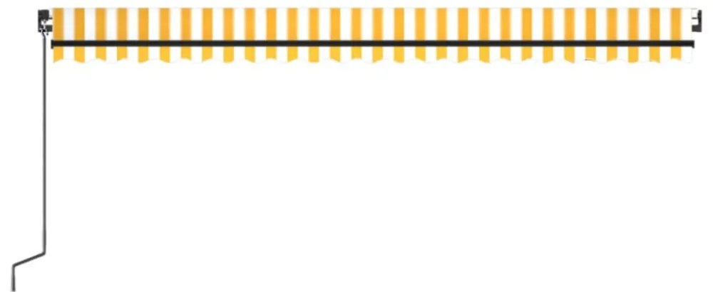 sárga és fehér kézzel kihúzható LED-es napellenző 500x300 cm