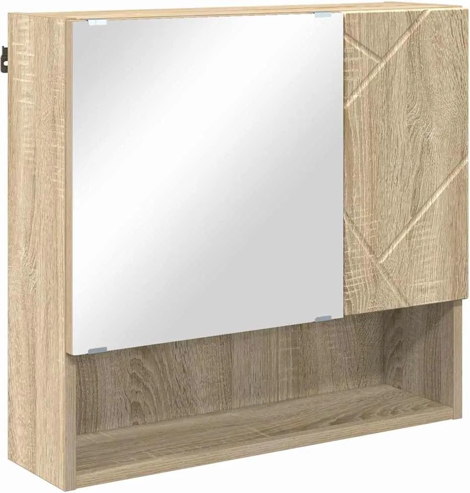vidaXL Tükörszekrény tárolóval Sonoma tölgy 59 x 17 x 55 cm Faanyag