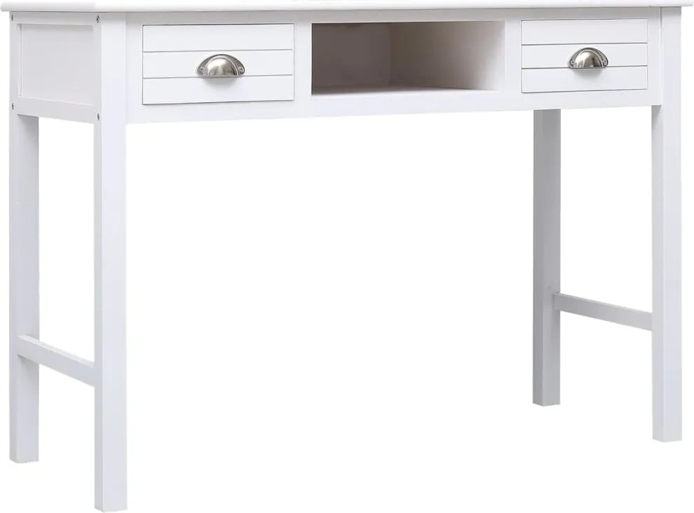 vidaXL fehér tömör császárfa íróasztal 108 x 45 x 76 cm