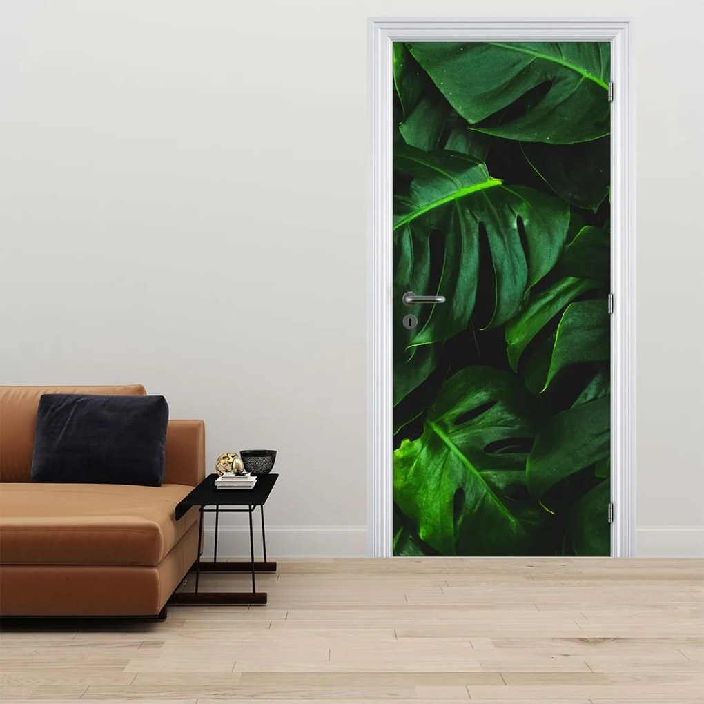 Fotótapéta ajtóra - Monstera levelek (95x205cm)