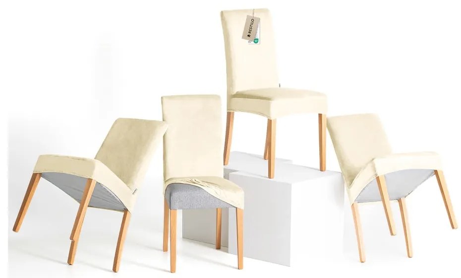 Krémszínű gumis szék huzat szett 4 db-os 48 cm Sento – Restilo
