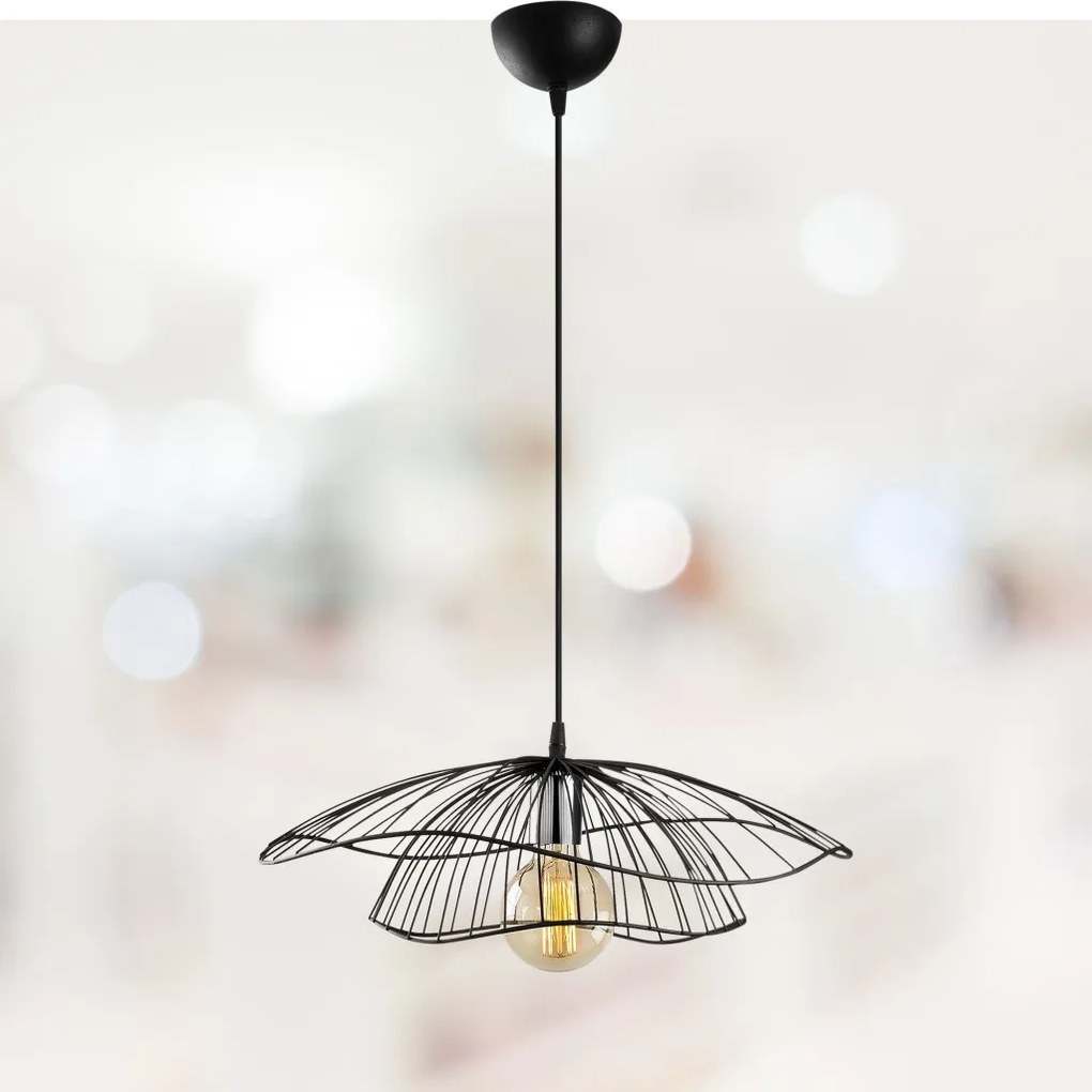 Tel 6500 fekete fém függőlámpa, Ø50 cm