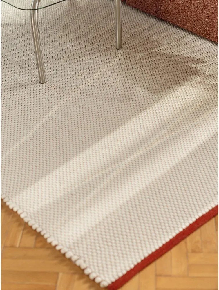 Piros-bézs kézi szövésű gyapjú futószőnyeg 80x170 cm Lenu – noo.ma