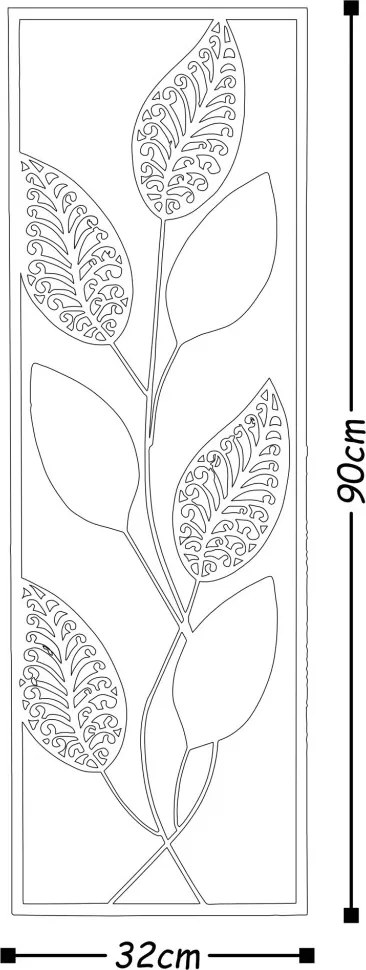 Leaf fém fali dekoráció, 90×32 cm