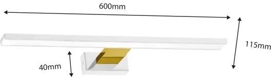 SHINE LED fürdőszobai tükörvilágítás, 13,8 W, 230 V, 60 cm, IP44, fehér/arany