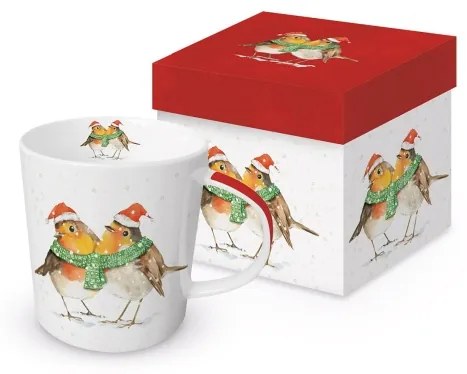 Madárkás karácsonyi porcelán bögre díszdobozban Frida & Fritz