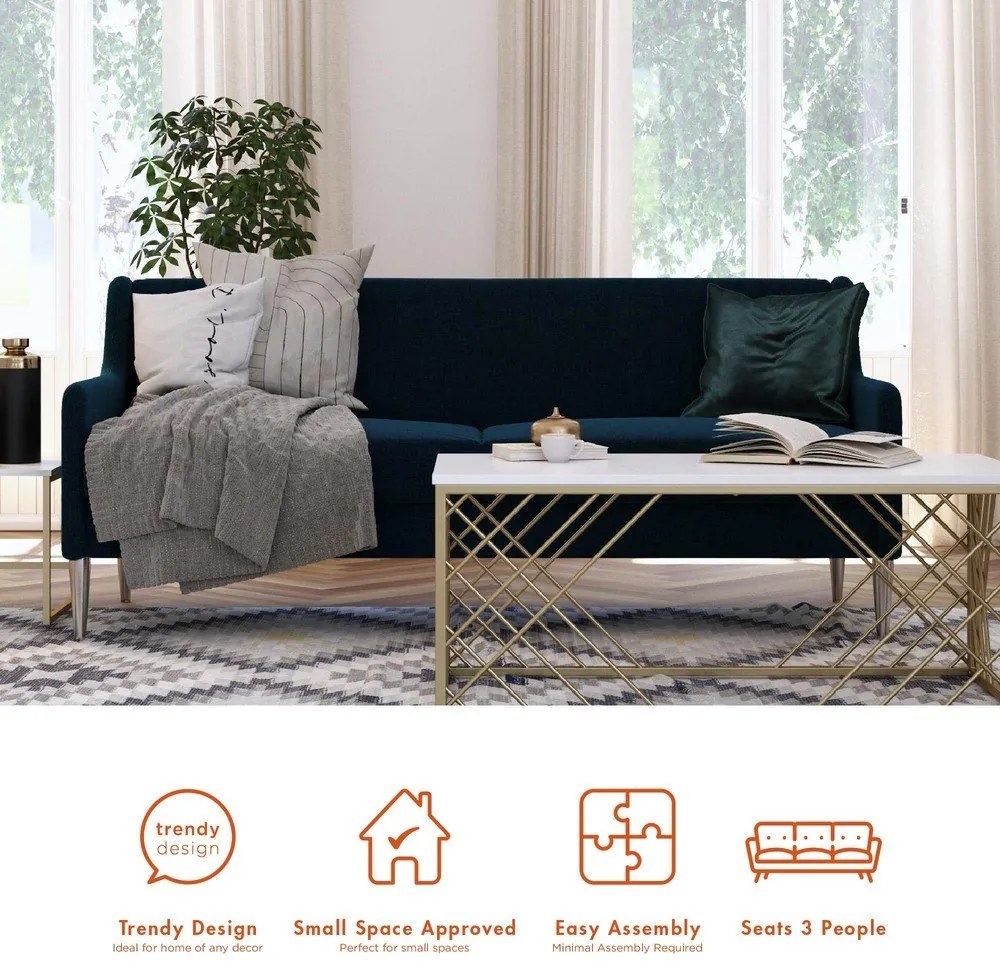 Kék kanapé 190 cm Virginia - CosmoLiving by Cosmopolitan