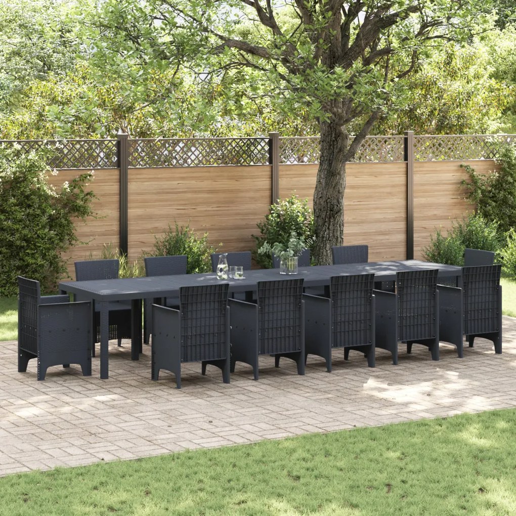 Kerti Asztal Antracit 400x100x73 cm Poly Rattan, Kerti Asztal Antracit 250x100x73 cm Poly Rattan, Kerti Asztal Antracit 150x100x73 cm Poly Rattan
