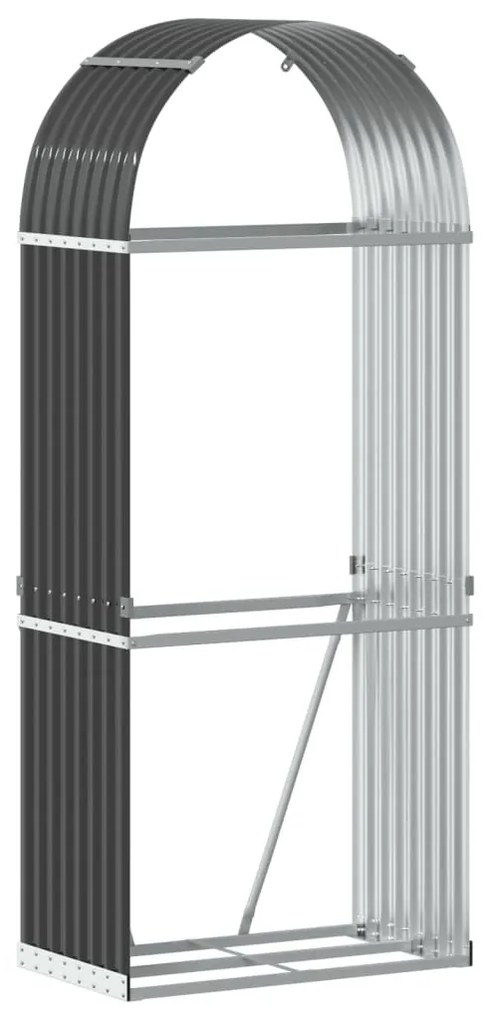 antracitszürke horganyzott acél rönktartó 80 x 45 x 190 cm