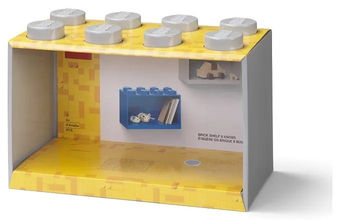 Brick 8 gyerek szürke fali polc - LEGO®