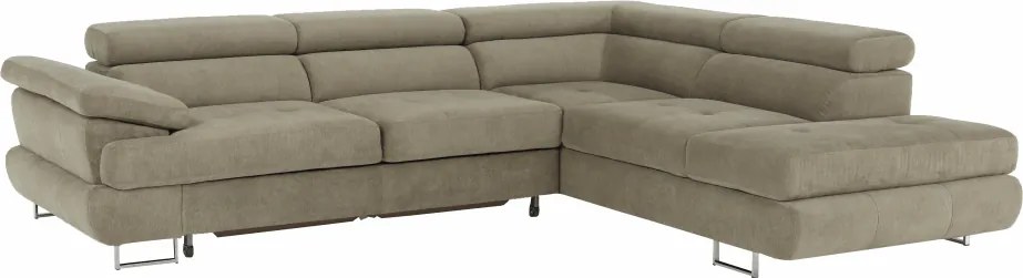 Ülőgarnitúra tárolóhellyel, világosbarna melír, szövet, jobbos, BUTON R