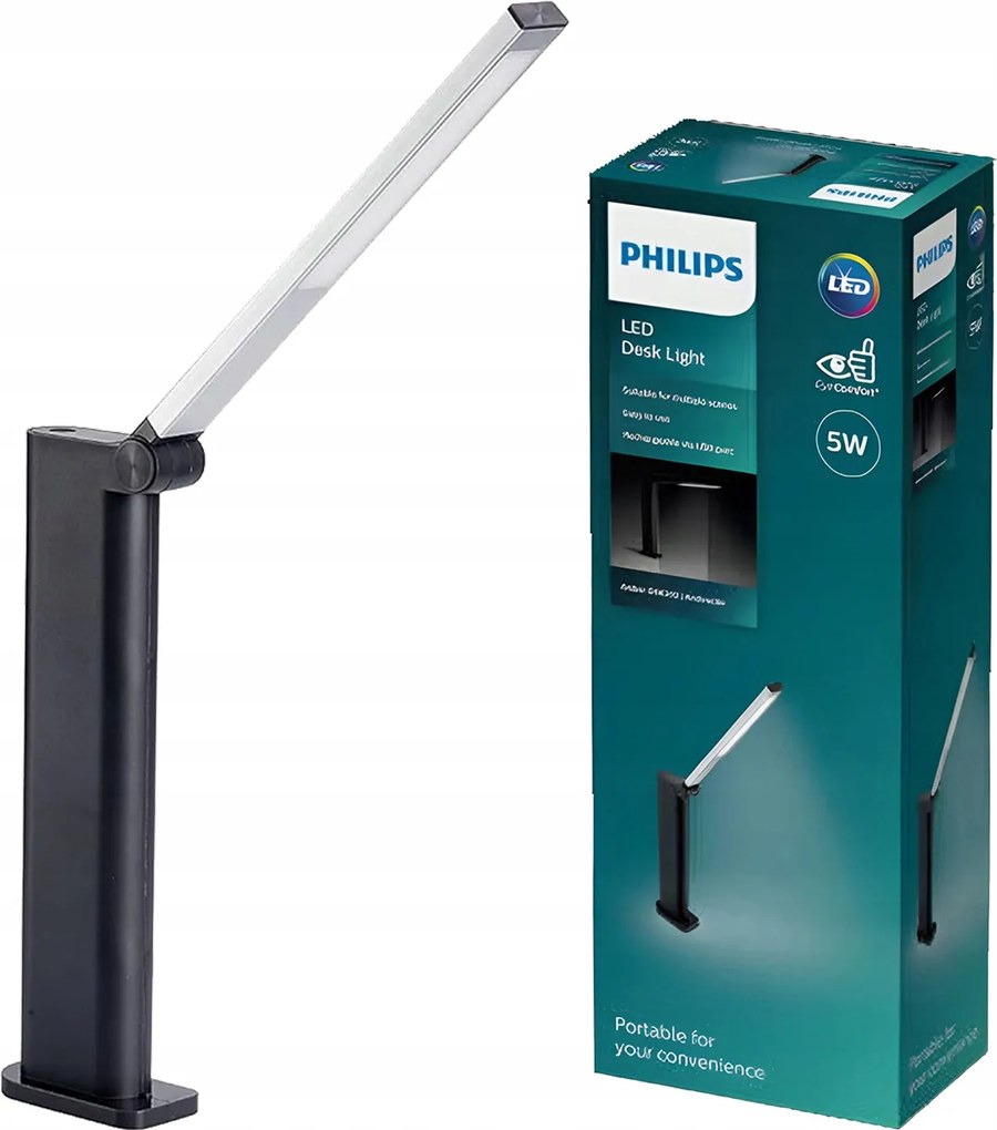 Philips Led asztali lámpa 5W Iskolai Usb 4000K Amber Tompítható Fekete