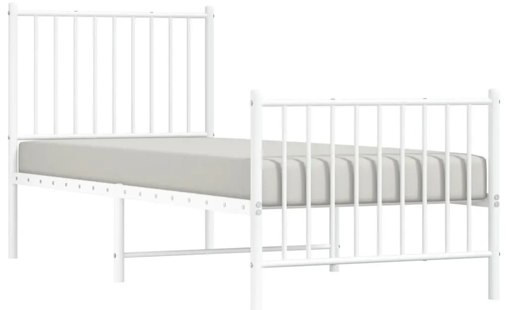 fehér fém ágykeret fej- és lábtámlával 80x200 cm