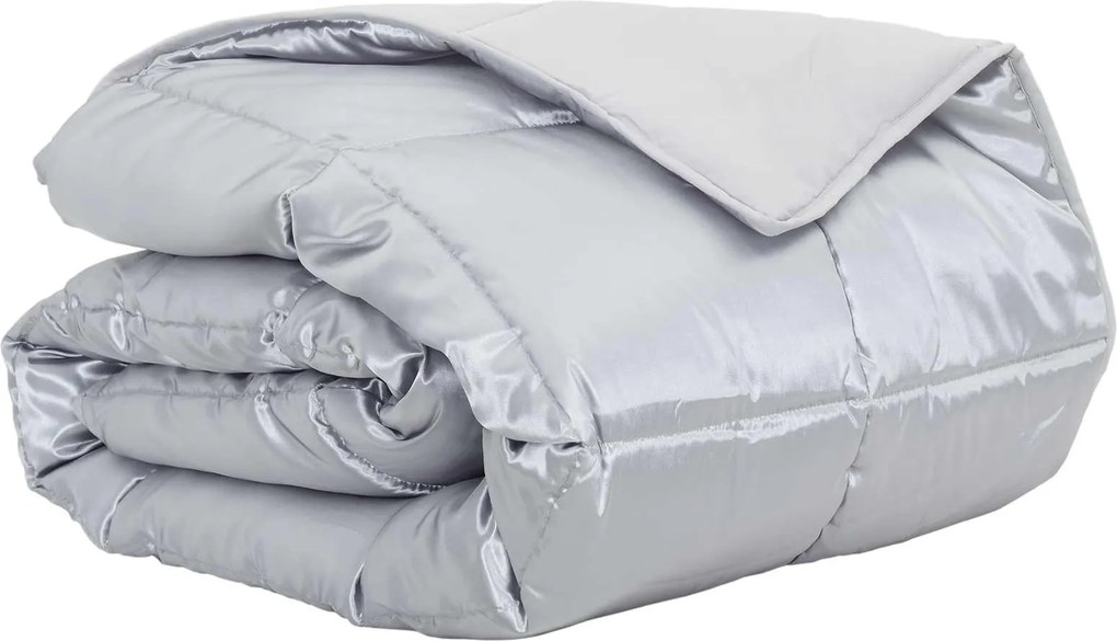 vidaXL Nyári Takarmány Ezüst 200 x 140 cm Satin és Mikroszálas