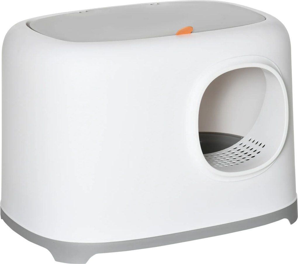 PawHut Lefedett Macskaalom Tálca Jogosítvánnyal XXL 5 kg-ig Terjedő Macskák Számára 55 x 40 x 39 cm Fehér | Aosom