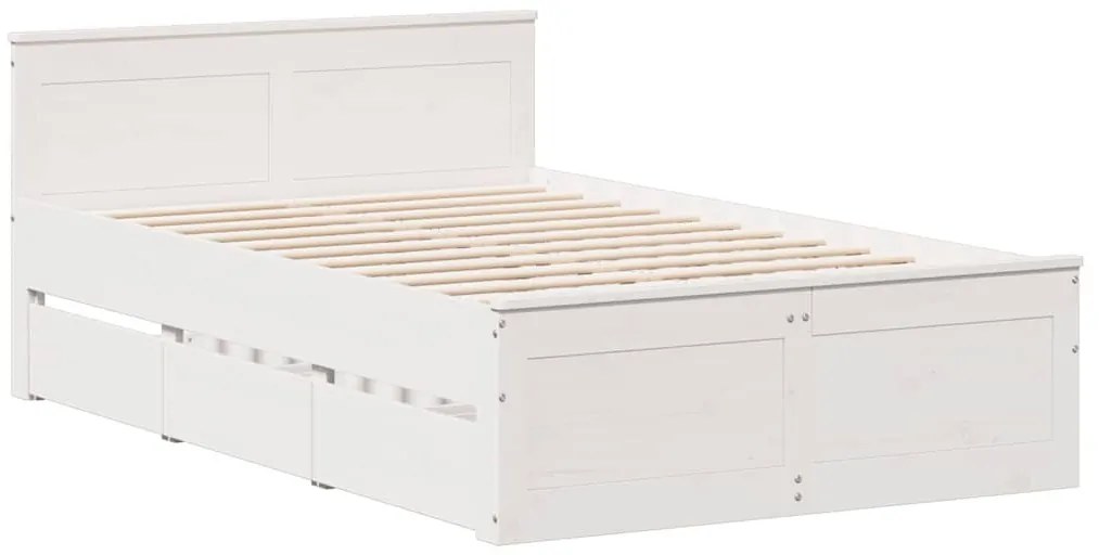 fehér tömör fenyőfa fejtámlás ágykeret matrac nélkül 120x190 cm