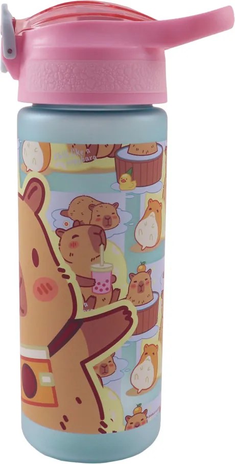Kapibara Chill műanyag matt szívószálas kulacs 600 ml