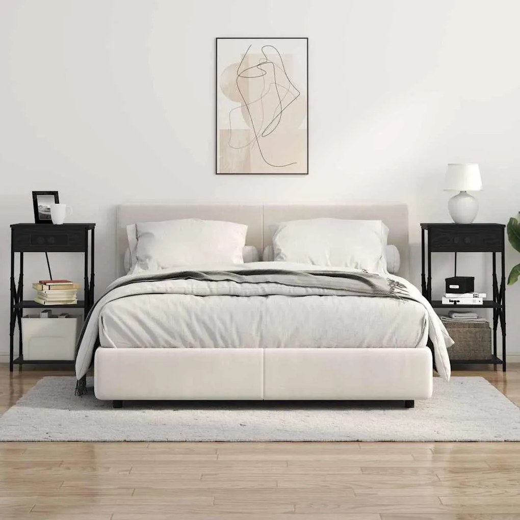 Éjjeliszekrény polcokkal Musta tammi 41 x 31 x 76 cm Faanyag