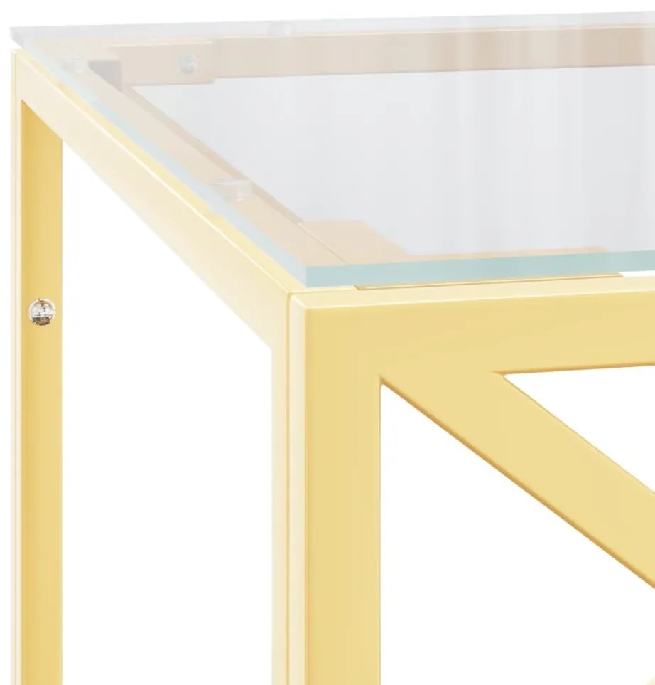 Üveg és rozsdamentes acél dohányzóasztal 110x45x45 cm