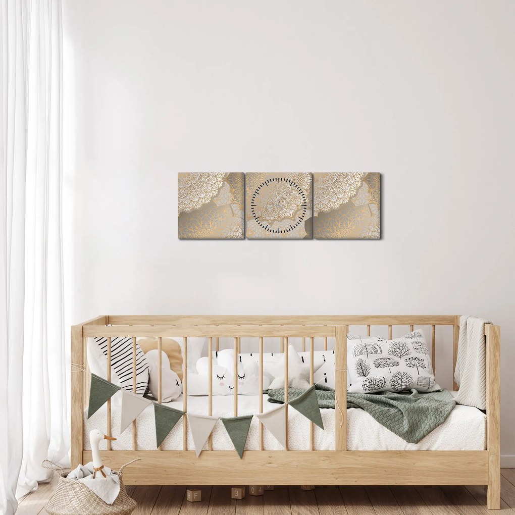 Kép - Mandalák arany tónusokban (órával) (90x30 cm)