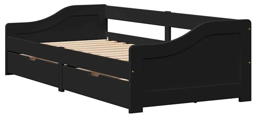 Napozóágy 2 fiókkal matrac nélkül IRUN Fekete 90x200 cm