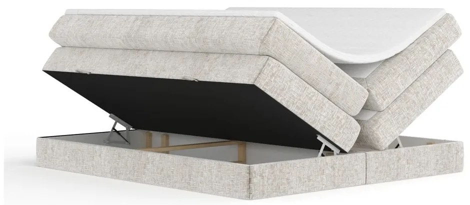 Bézs ágyneműtartós boxspring ágy ágytámla nélkül 200x200 cm Juniper – Maison de Rêve