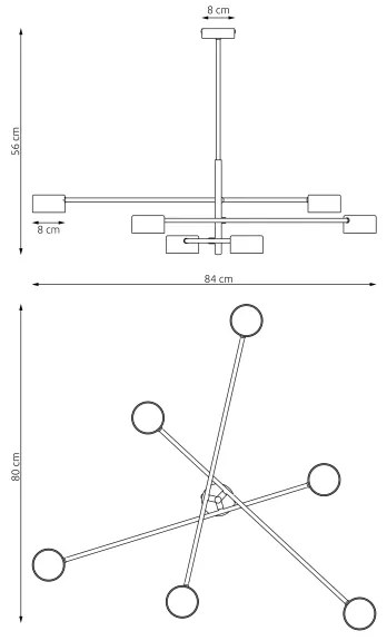 Csillár rúdon NATSU 6xGX53/12W/230V fekete