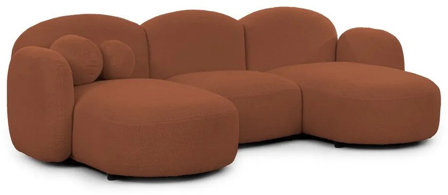 Terrakotta színű buklé (U alakú) sarokkanapé Orbit – Ropez