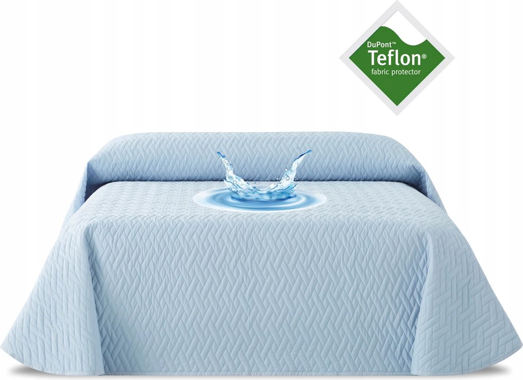 Ágytakaró vízálló teflon 200 x 270 cm kék steppelt ágytakaró
