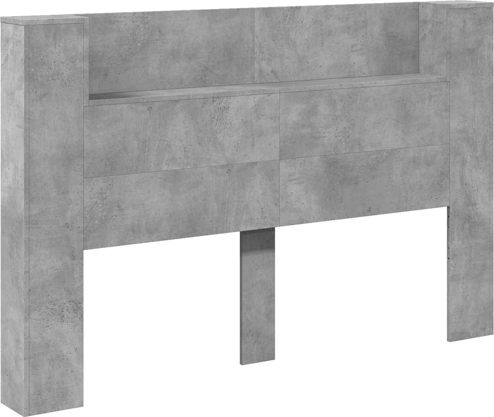 vidaXL Fejtámla polcokkal Beton Szürke 160 x 16,5 x 103,5 cm Faanyag