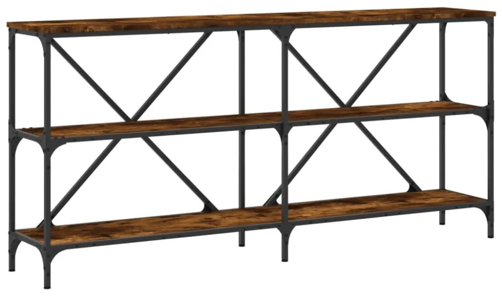 füstös tölgy színű szerelt fa és vas tálalóasztal 160x30x75 cm