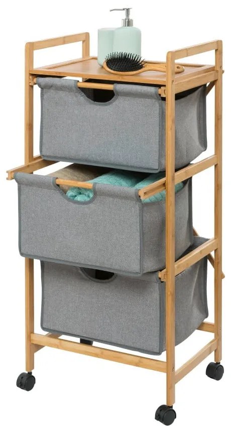 Szürke-barna bambusz fürdőszobai polcos állvány 44x96 cm Bahari – Wenko