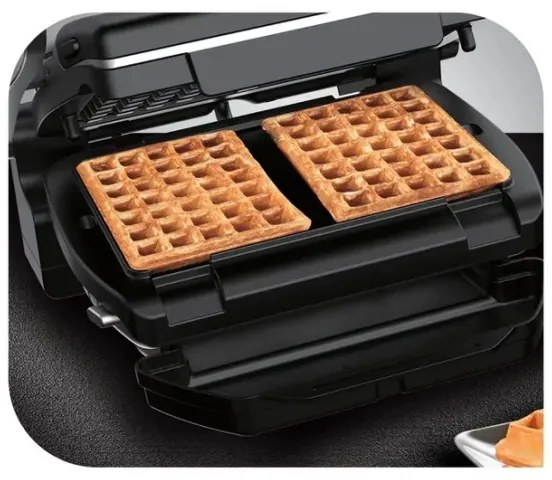 Tefal OPTIGRILL+ INOX WAFFLES kontakt grill 2000W fekete/krom