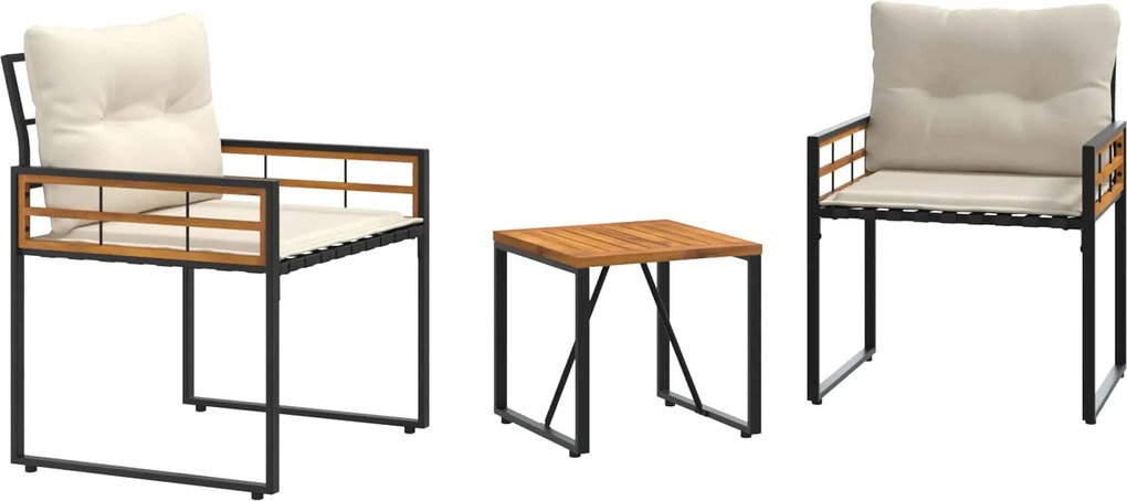 vidaXL Kültéri Bútor Szett párnával 3 pcs Krém