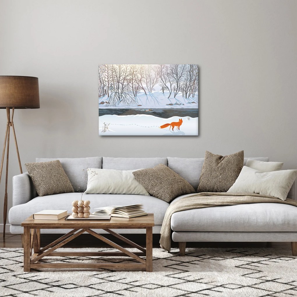 Kép - róka a téli tájban (70x50 cm)