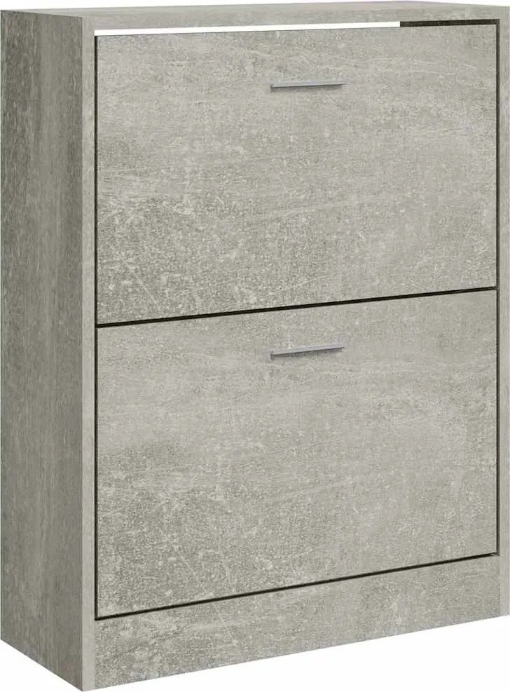 vidaXL betonszürke szerelt fa cipőszekrény 63x24x81 cm
