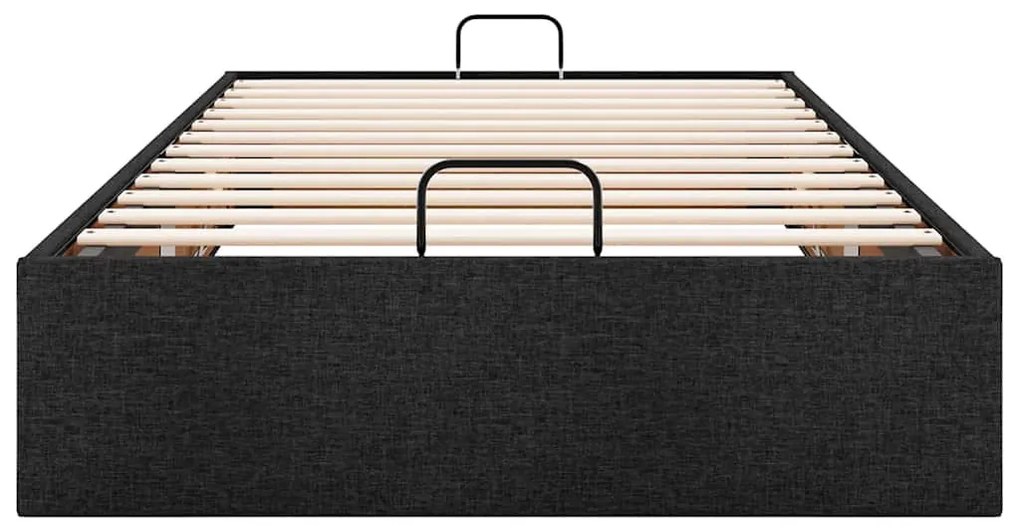 Ottomán ágykeret matrac nélkül fekete 80x200 cm szövet