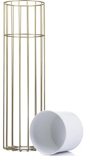 Fém virágcserép LOFT 70x20 cm arany/fehér