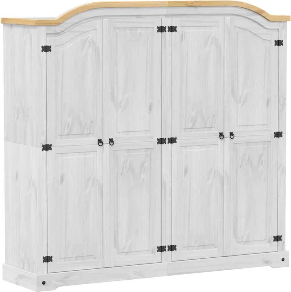 vidaXL fehér Corona tömör fenyőfa ruhásszekrény 194 x 52 x 186 cm