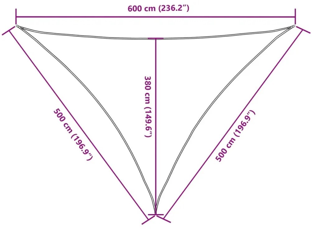 bézs háromszögű oxford-szövet napvitorla 5 x 5 x 6 m