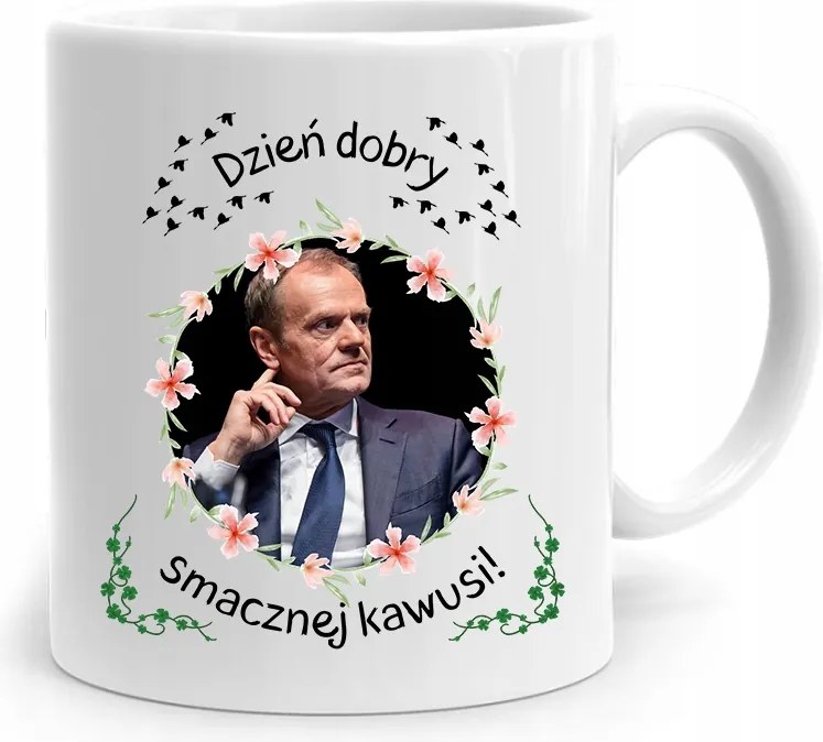 Donald Tusk Bögre Jó Étvágyat Kívánó Platformmal, fényképes nyomattal