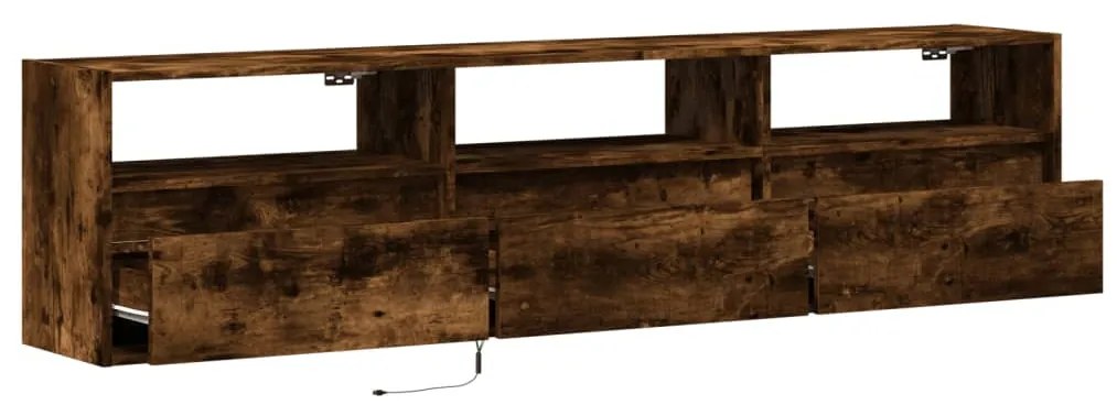 füstös tölgy falra szerelhető TV-szekrény LED-del 180x31x45cm