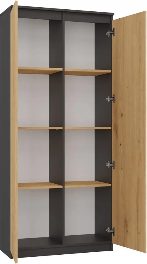 MIX RS-80 Bily gardróbszekrény, antracit-tölgy