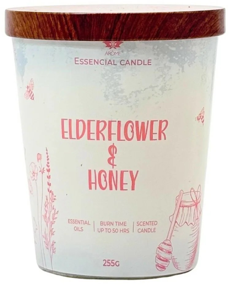 Arome Elderflower & Honey gyertya üvegben, fémfedéllel 255g